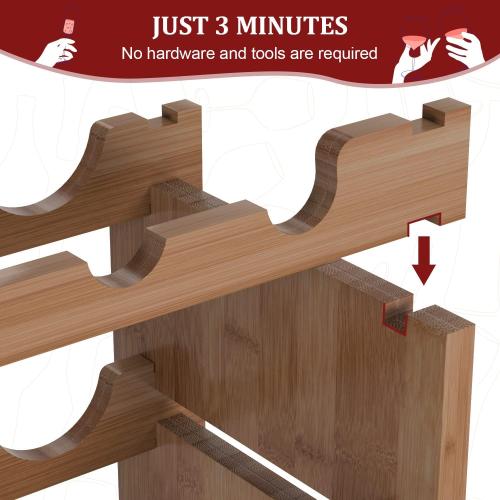 Size 10D x 33.5W x 21H. Domax Wine Rack Freestanding Floor - 36 Bottle Wine Racks Countertop,4 Tiers Stackable Wooden Storage Holder, 33.5 in Wide (Walnut)