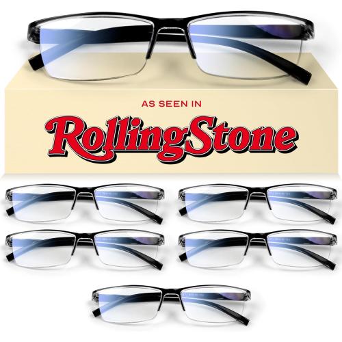 Gaoye 6 pack 2.75 Executive Style Reading Glasses Men - Durable Readers with Blue Light Filtering- Comfortable Fit with TR90 Frames