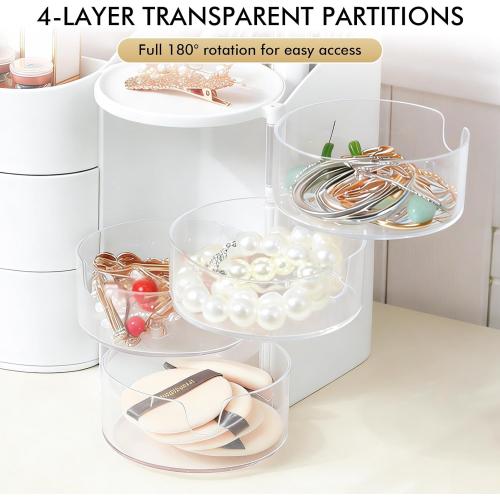 Makeup Organizer Countertop with Drawers, Make up Organizers for Vanity, Skincare Jewelry Earring Organizers, Cosmetic Display Cases Makeup Storage for Bedroom & Bathroom, Ideal Gifts for Women(White)