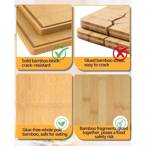 Cutting Boards for Kitchen - Food Grade Double Sided Pure Titanium& Bamboo Chopping Board with Handle, Slip resistant Non-toxic Charcuterie Board Housewarming Gifts (16×11)