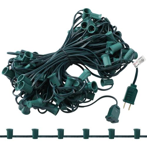 C7/e12 Christmas Light String Set, UL Listed C7 Christmas Light Strand Spool Stringer 12 Spacing Spool Wire for Patio Backyard Xmas Tree Roofline(100ft)