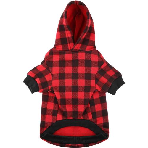 Plaid Dog Hoodie Sweatshirt Sweater for Extra Large Dogs Cat Puppy Clothes Coat Warm and Soft(XL)