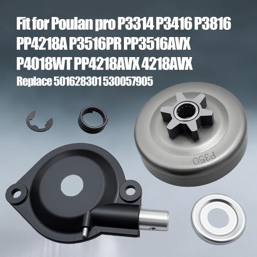 3/8 6T Sprocket Clutch Drum Kit Fit for Poulan Pro P3314 P3416 P3816 PP4218A P3516PR PP3516AVX P4018WT PP4218AVX 4218AVX, Chainsaw Maintenance Replace 501628301 530057905