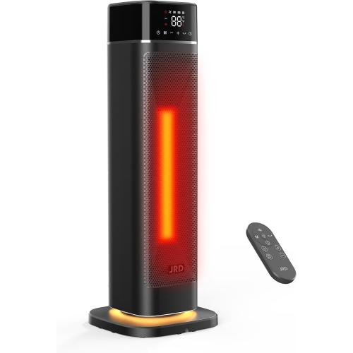 24 Space Heater Indoor, JRD Fast Portable Room Heater with Remote, Night Light, 80° Oscillation,4 Mode, Overheat&Tip-Over Protection, Electric Heaters for Large Room, Bedroom