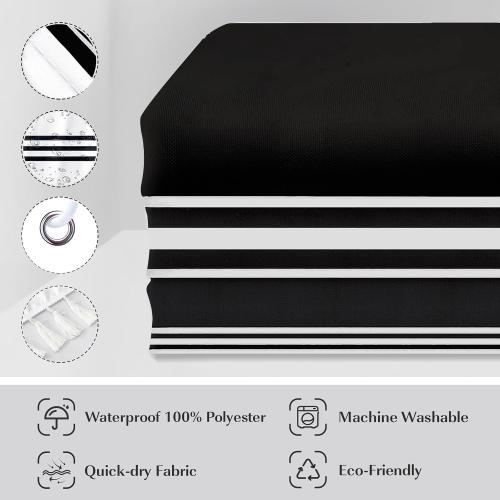 Seasonwood Extra Long Shower Curtains 96 inches Modern Farmhouse Boho Shower Curtains for The Bathroom Waterproof Cloth Black and White Striped Shower Curtain Set