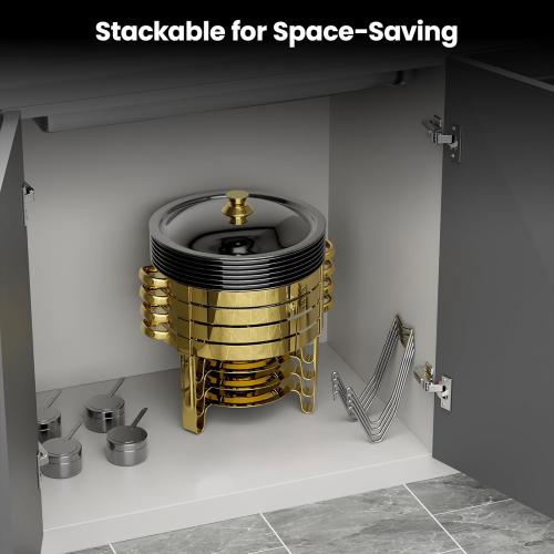 Round Chafing Dishes for Buffet 4 Pack, 6QT Chafers and Buffet Warmers Sets with 2 Heat-Proof Gloves, 4 Spoons, 4 Slotted Spoons & 4 Tongs, Gold Chafing Dishes for Buffet Parties Gatherings