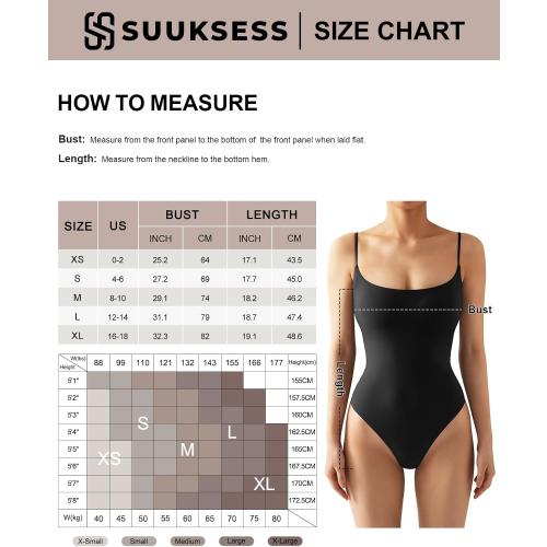 Size S SUUKSESS Women Sexy Square Neck Thong Bodysuit Backless Cami Bodysuit Top