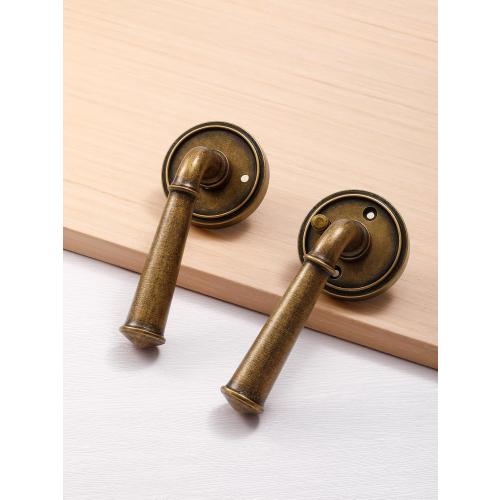 Door Handle Antique Brass Retro Privacy Vintage Door Lever, 1 Pack | Interior Bedroom Bathroom Room DoorHandle, Aluminium Alloy Handle Lever