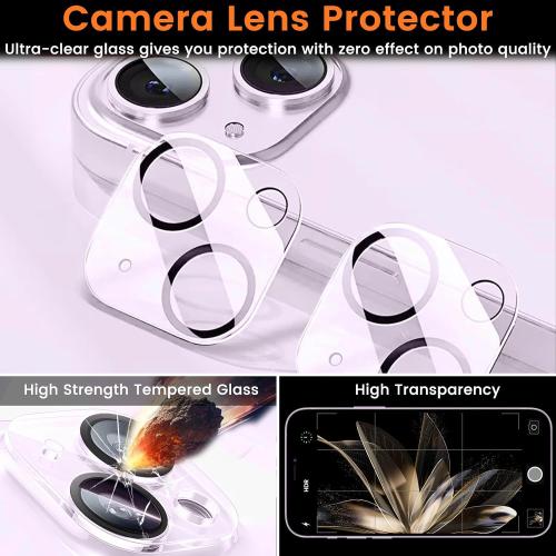 3 3 Pack Privacy Screen Protector for iPhone 14 Plus 6.7-Inch with 3 Pack Camera Lens Protector, Anti Spy Tempered Glass Film 9H Hardness Bubble Free Case Friendly