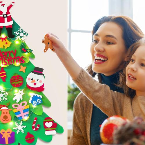 TOBEHIGHER Felt Christmas Tree - 3.4 FT Toddler Christmas Tree for Kids with 35 Ornaments, DIY Xmas Gifts for Kids, Wall Hanging Christmas Decorations, Wall Tree