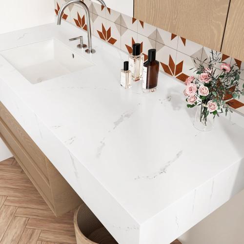 Wallercity Matte White Marble Contact Paper for Countertops Peel and Stick Kitchen Countertop Wallpaper for Cabinets Tables Waterproof Self-Adhesive Granite Wall Paper Roll for Bathroom 24x118 in