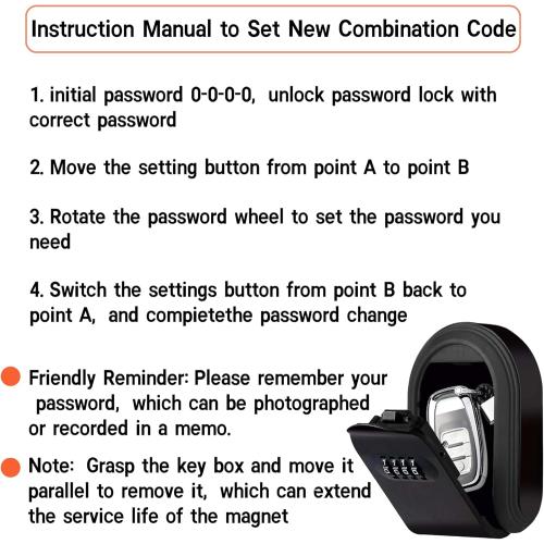 Magnetic Key Lock Box, Key Holder with Combination Lock Under Car, Magnet Hide a Key Box for Spare Key Storage Outdoor, Indoors