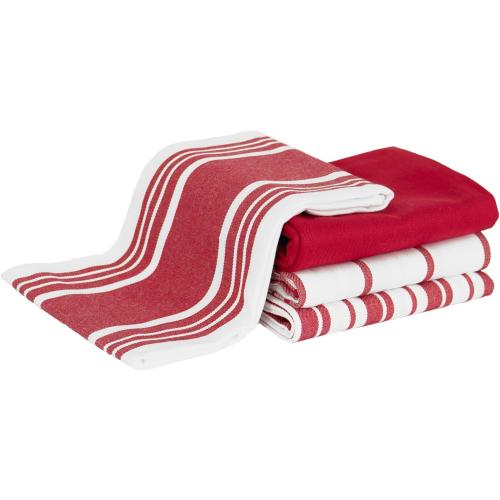 All-Clad Woven Bistro Kitchen Towels: Highly Absorbent, Super Soft Long Lasting - 100% Cotton, 20x30 Dish Towels for Cleaning & Drying Dishes, Pans, Glassware, or Countertops, (2-Pack), Chili