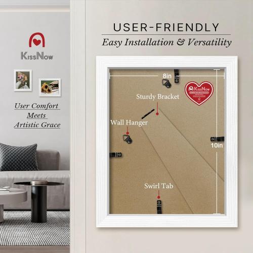 8x10 Picture Frame 2 Pack, White Solid Wood Gallery Photo Frame, Wall Hanging or Tabletop Display