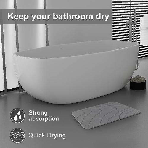 24x16 Grey 2 Pack Diatomaceous Earth Shower Mat, Stone Bath Mat, Nonslip Super Absorbent Fast-Drying Hard Bath Mat for Bathroom Shower Floor, 24 x 16 inch, Grey Wave Design