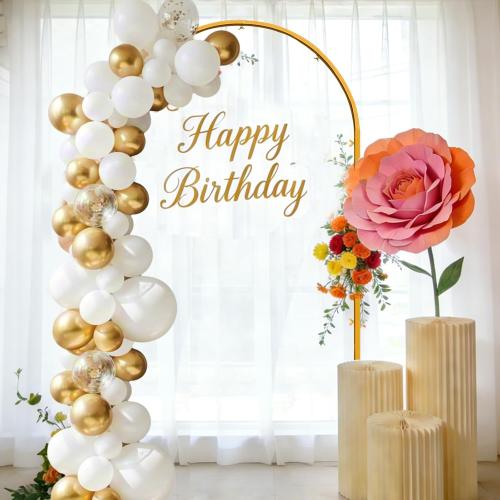 Gold Metal Arch Backdrop Stand, 6.6FT Wedding Arch Stand for Birthday Party Bridal Baby Shower Graduation Ceremony Photo Booth Garden Floral Balloon Arches Decoration