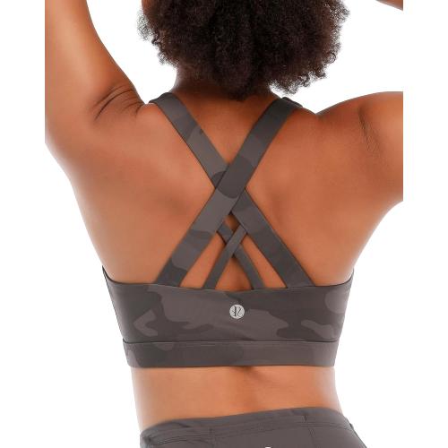 Size L RUNNING GIRL Sports Bras for Women,Padded Strappy Sports Bras Criss-Cross Back Medium Support Sports Bras with Removable Cups