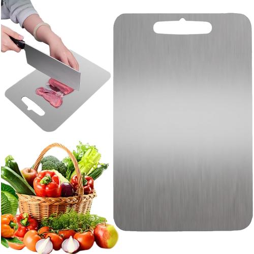 Medium Katuchef Cutting Board, Katuchef Titanium Cutting Board, Cutting Boards, Stainless Double Sided Steel Cutting Boards for Cutting Meat Vegetable Fruit (13.4L x 9W)