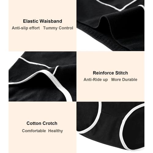 Size Medium Color Black K-CHEONY High Waisted Cotton Underwear for Women Tummy Control Ladies Panties Breathable Full Coverage 5Pack
