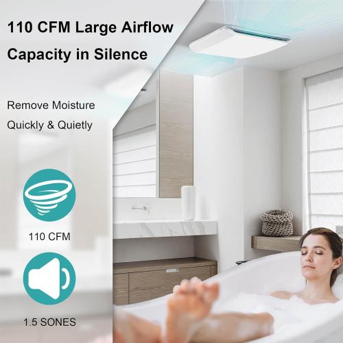 Bathroom Exhaust Fan Ceiling Mount 1600CFM, Quiet Ventilation Fan 1.5 Sones with Hidden Grille Cover & Metal Motor, 4-inch Duct Household Extractor, Ideal for Bathroom Remodeling (White)