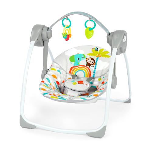 Bright Starts Playful Paradise Portable Compact Automatic Baby Swing with Music, Unisex, Newborn