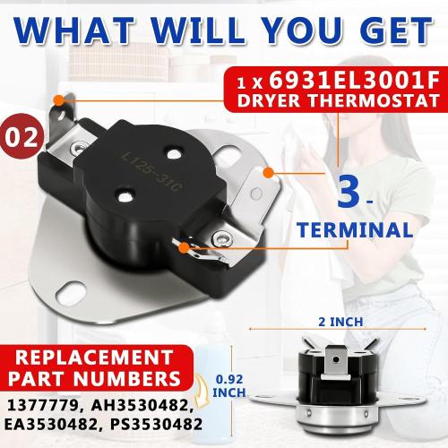 DLE1501W DLE1101W DLEX3360W Dryer Heating Element & Thermostat Fit for LG Models DLEX2550R DLE3733U DLE2240W DLE3733W DLE0442G DLEX3250V DLEX3360V DLE5977B DLE2050W DLE0442W DLE2140W DLE2101W DLE3777W