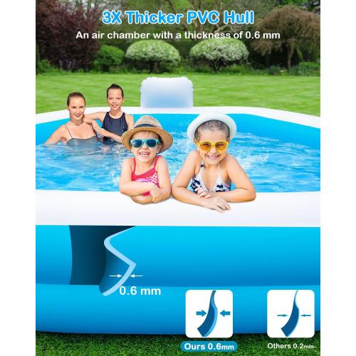 Inflatable Pool for Adults, 77 X 71 X 22 Large Blow Up Pool with Pump, Oversized Thickened Full Size Family Swimming Pools for Outdoor Backyard Summer Water Party Indoor Use