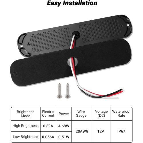 Aluminum Housing White 24LEDs Trailer Backup Reverse Light Surface Mount 7.5 inch Bar Strip Truck Bed Lights of Pickup Tractor Camper IP67 Waterproof 2Pcs