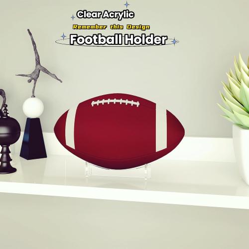 Football Stand Holder, 2-Pack Acrylic Display Stand for Rugby Ball, Clear Rack for Memorial Sports Gloves, 5.9x3.5x1.3 inch