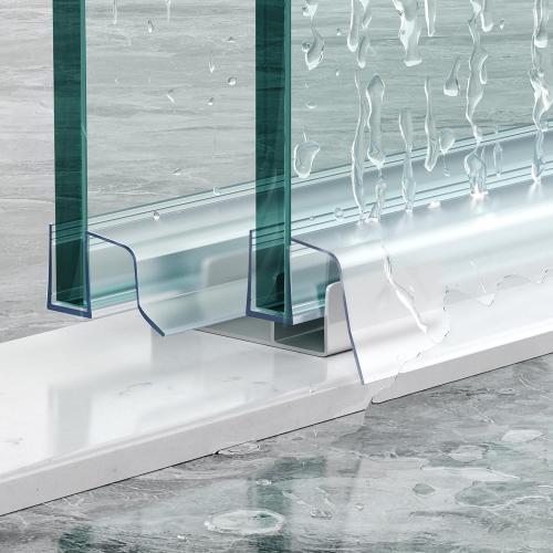 Sliding Shower Door Bottom Seal, 2 PCS 3/8 x 36 Sliding Shower Door Sweep for 3/8Inch Glass, Frameless Glass Door Seal Strip Stop Shower Leaks and Create a Water Barrier