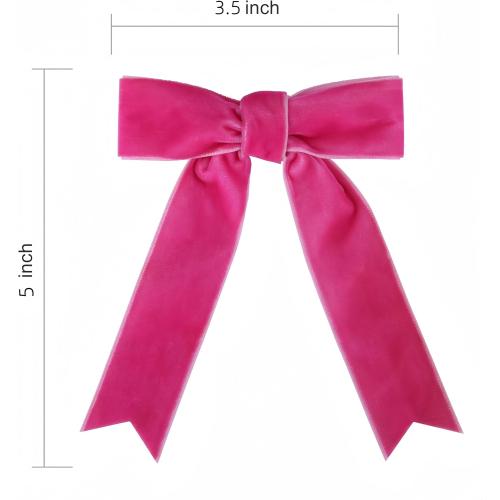 Meseey 12 Pcs Hot Pink Velvet Bows with Twist Tie 3.5 Inch Pre-Tied Vintage Christmas Velvet Ribbon Bows for Treat Bags Gift Wrapping Basket Wedding Baby Shower Brithday Party