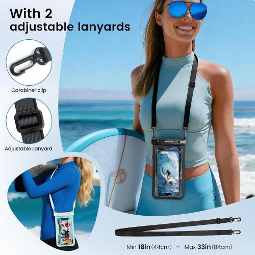 Niveaya Large Waterproof Phone Pouch, Up to 8.5, 2 Pack-Black & Green