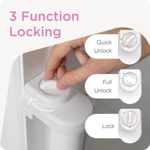 Retractable Baby Gate Perma Child Safety 33 Tall x 55” Wide, Mesh, for Stairs, Doorways, Dogs, Pets, Indoor, Outdoor, One-Handed Operation, Locking, Easy Install, Hardware Mount, White