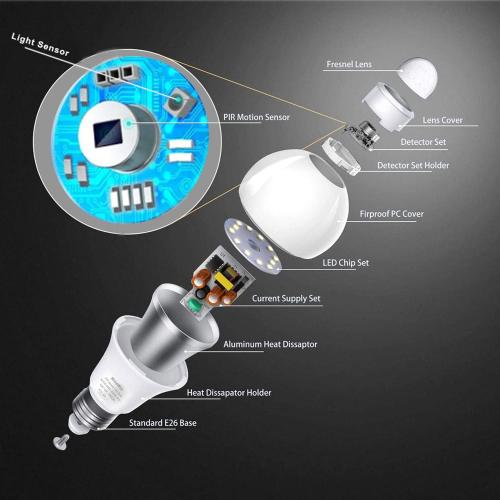 Motion Sensor Light Bulbs Outdoor 4 Packs 13W(100W Equivalent)