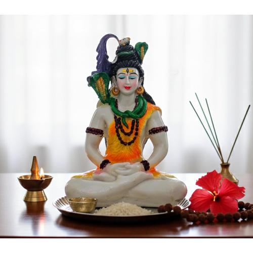 Esplanade Resin Shiva Shiv Adiyogi Natraj Idol Murti Figurine for Pooja at Home and mandir - 9 Inches - Multi
