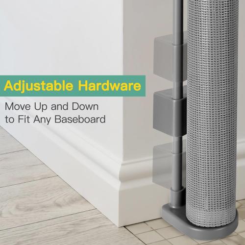 Upgraded 60 Wide Retractable Dog Gate with Reinforced Rods - Bottom Anti-Escape, 5 ft Retractable Baby Gates for Doorways Retractable Gates for Dogs Indoor/Outdoor Retractable Pet Gate, Gray