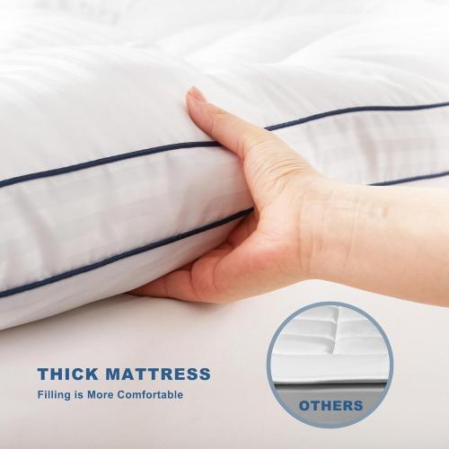 BEDLORE Queen Mattress Topper, Thick Pillow Top Bed Cover for Back Pain Relief, Soft Mattress Pad with Deep Pockets 6-18 inch