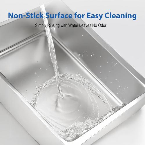 Stainless Steel Cat Litter Box with Lid, XL Extra Large Litter Box for Big Cats, High Sided Kitty Metal Pan with Pedal Filter and Scoop, Non-Sticky&Anti-Leakage Easy Cleaning Gray