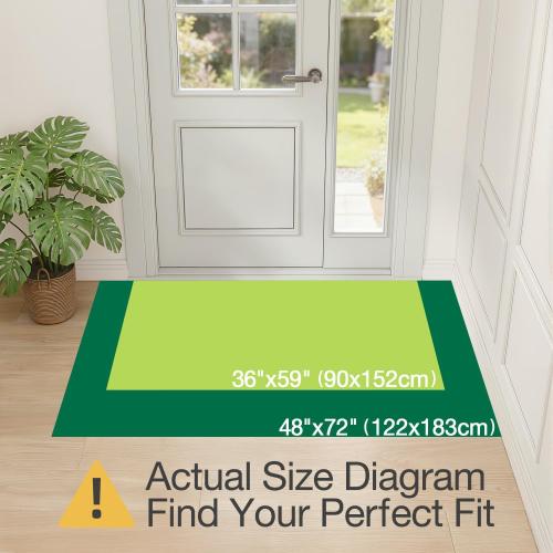 LUMI Ultra Thin Door Mat for Entryway, 48x72 Low Profile Non Slip Rubber Backing Indoor Doormat, Easy Clean Welcome Entrance Mat for Inside House, Patio, Brown