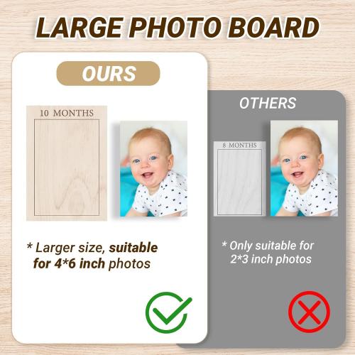 Bosctanuc Large My First Year Picture Frame for 33 x 22 Inch Wooden Photo Board ,12 Monthly Photo Display 1st Birthday Decorations Baby Gift for Newborn Keepsake,Baby Monthly Milestone (Classic, Wood, 33X22)
