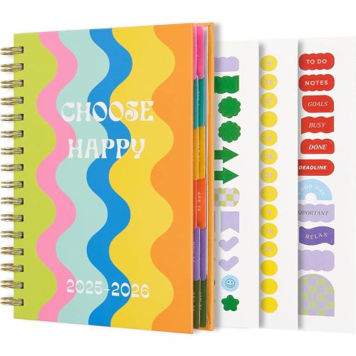 And Per Se Student Planner 2025-2026, Academic Planner July 2025 - June 2026, 8.5 × 6.2, Weekly & Monthly Lesson Plan for Students with Colorful Tabs & Stickers (Joyful Wave)