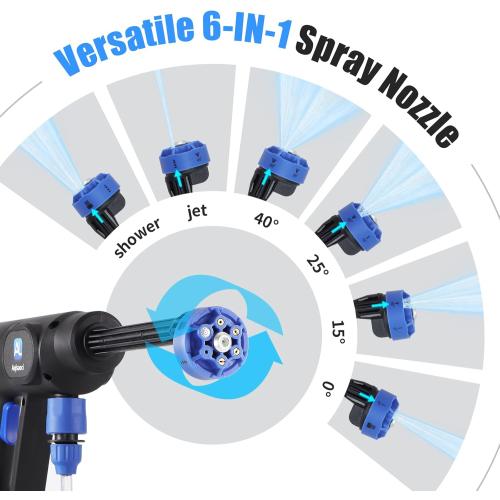 Cordless Pressure Washer,1450 PSI Brushless Portable Power Washer with LCD Display & 100-levels Pressure Adjustable,2×21V Rechargeable Batteries 6-in-1 Nozzle for Car,Patio,RV,Fence & Yard Cleaning