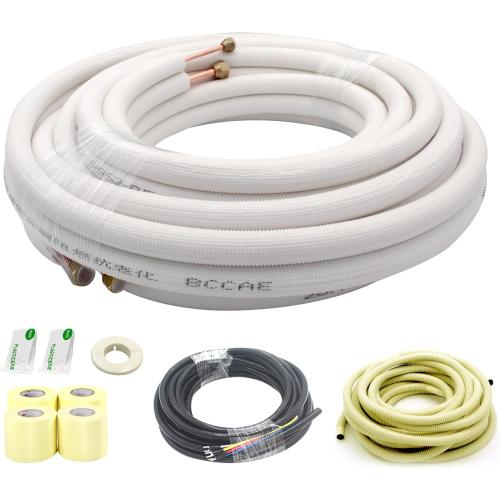 33 Ft Mini Split Line Set,Air Conditioning Copper Tubing Pipe Extension,1/4 & 3/8 3/8 PE Thickened for AC and Heating Equipment Insulated with Nuts. (1/4 3/8)