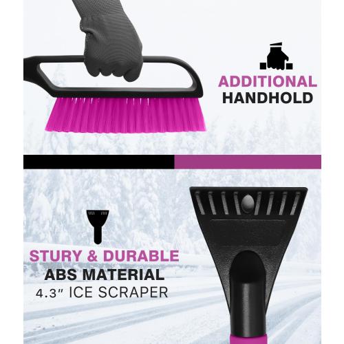 YeewayVeh 35 inch Snow Brush and Ice Scraper for Car Windshield, Extendable Snow Brush for Car with Soft Grip & Additional Handhold, 2 in 1 Detachable Snow Scraper for Car Truck SUV Vehicle, Magenta