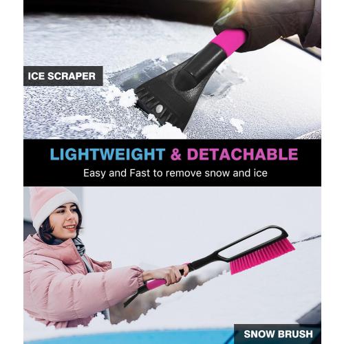 YeewayVeh 35 inch Snow Brush and Ice Scraper for Car Windshield, Extendable Snow Brush for Car with Soft Grip & Additional Handhold, 2 in 1 Detachable Snow Scraper for Car Truck SUV Vehicle, Magenta