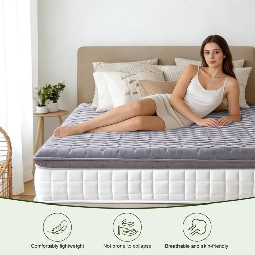 Premium Foam Queen Mattress Topper 3 Inch, Medium Firm Bed Pad for Supportive Sleep and Pressure Relief, Durable Foam Layer , Gray