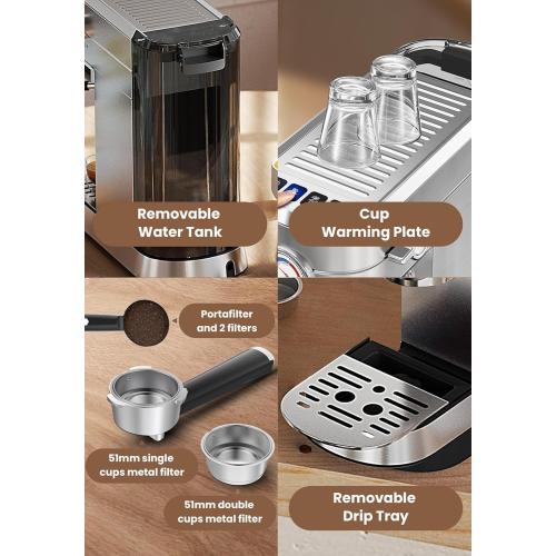 Gevi Commercial Espresso and Coffee Makers, Professional 20 Bar Espresso Maker with Milk Frother, Stainless Steel Expresso Coffee Machines for Home, Compact Cappuccino Machine, Great Gift