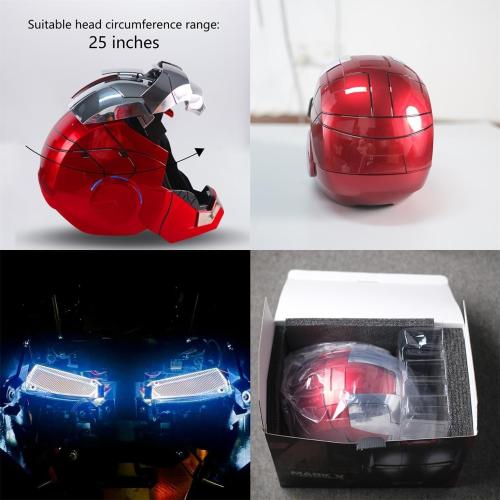 Javis Cool Mark 5 Helmet Silver Voice Control/Sensing/Remote Control Open/Close with Sounds & LED Eyes Light Up Super Hero 1:1 Model Cosplay Prop for Halloween Christmas and Birthday.