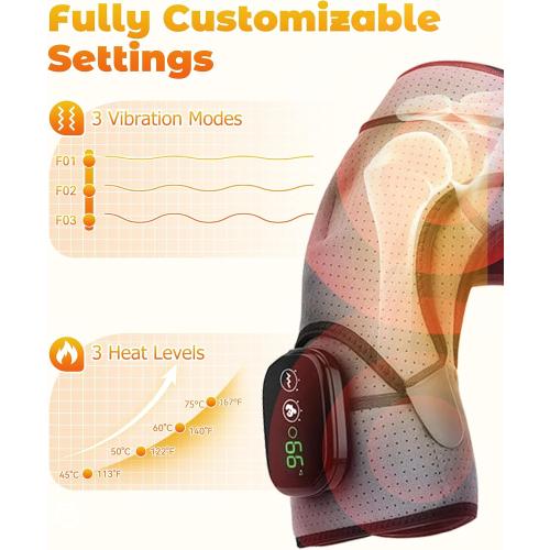 Shoulder Massager, Neck and Shoulder Massager with Adjustable Shoulder Straps, 3 Levels Vibration & 3 Levels Heating, 5000mAh One-Button Operation (Gray)