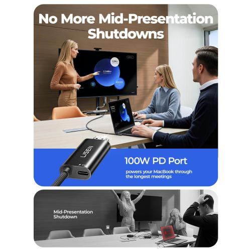 LISEN USB C to Cable Adapter with 100W PD Fast Charging Port [4K 60Hz] Thunderbolt to USB C Cable with Triple Shielding for iPhone 17 16 15, Galaxy S25 S24, iPad Pro, MacBook, 6.6FT